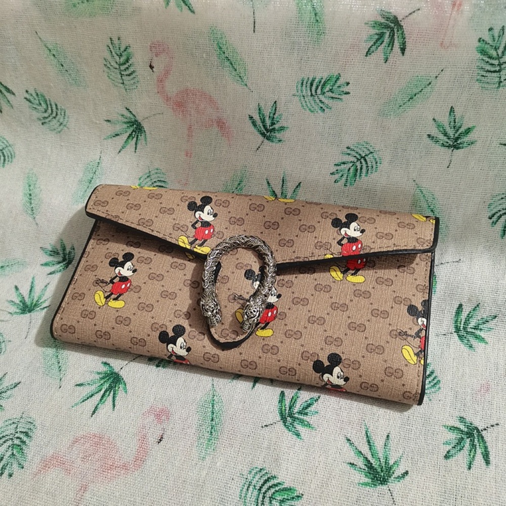 Gucci Light Brown Mickey Mouse Full Wallet